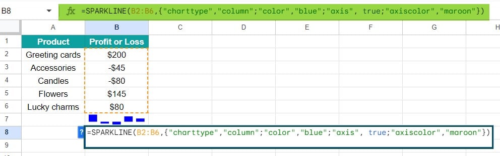 Column sparkline 1-3