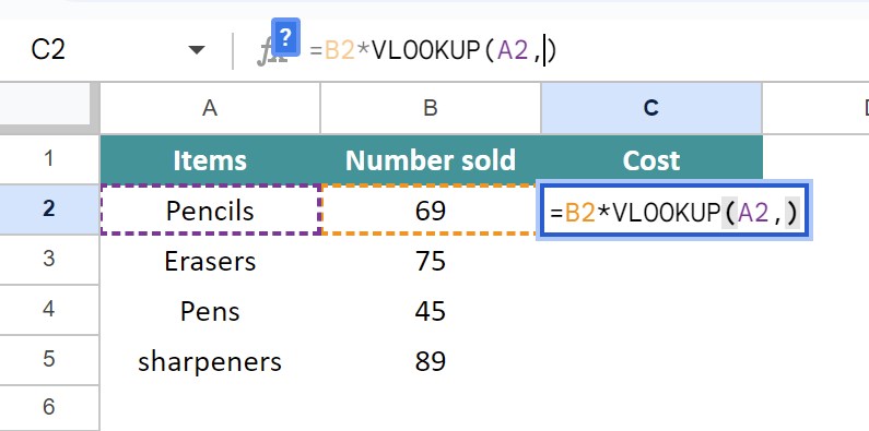 How-to-VLOOKUP-Wildcard-in-Google-sheets-Step-1