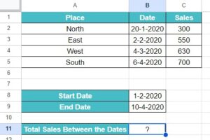 SUMIF Between Two Dates in Google Sheets - Syntax, Examples