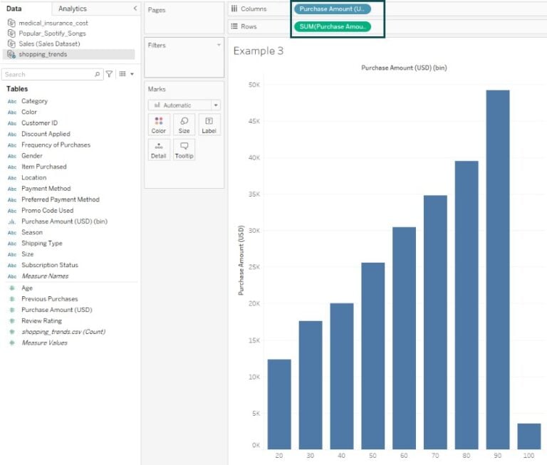 Tableau bins examples uses how to create step by step 