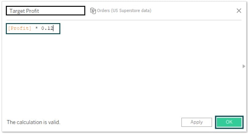 Tableau Bullet Graph - Create - Step 3