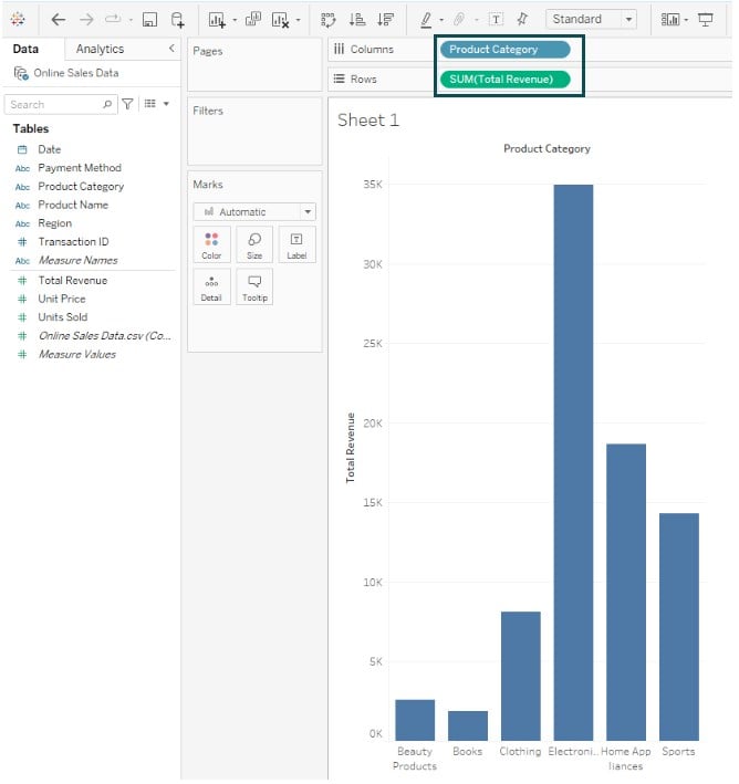 Bubble Chart in Tableau - Create - Step 2