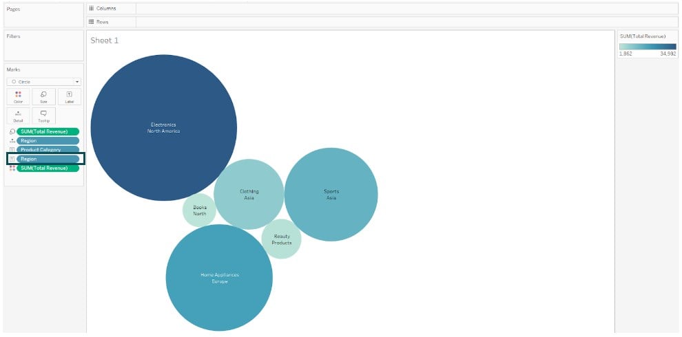 Bubble Chart in Tableau - Create - Step 5