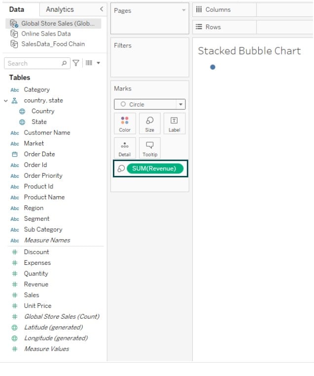 Bubble Chart in Tableau - Example 2 - Step 2