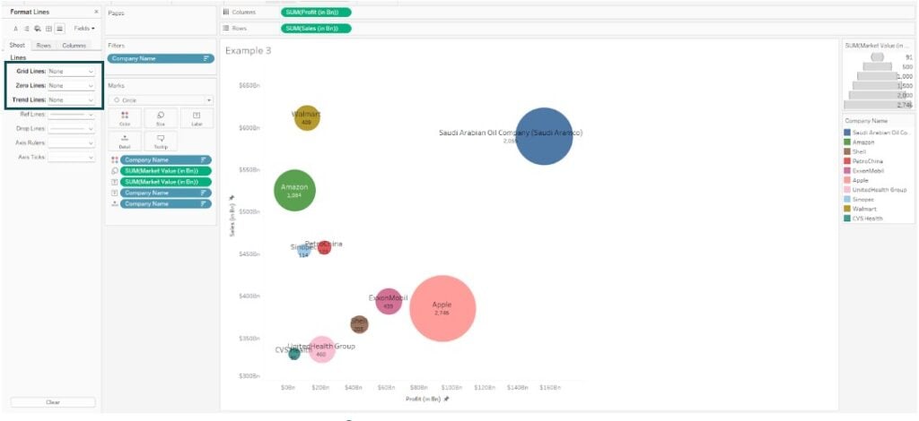 Bubble Chart in Tableau - Example 3 - Step 22 - Chart