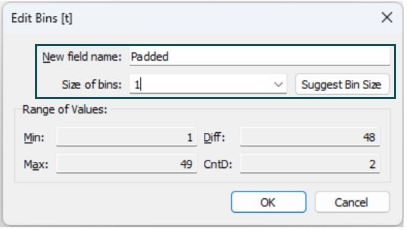 Example 1 - Step 3 - edit bin