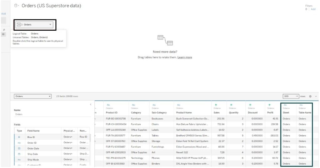 Sankey chart in Tableau - create - Step 2 - post union