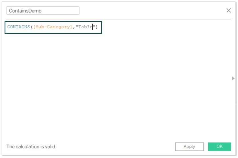 Tableau Contains - use - Step 4