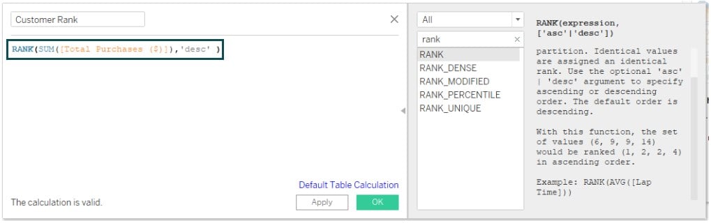 Tableau Rank - Use - Step 5