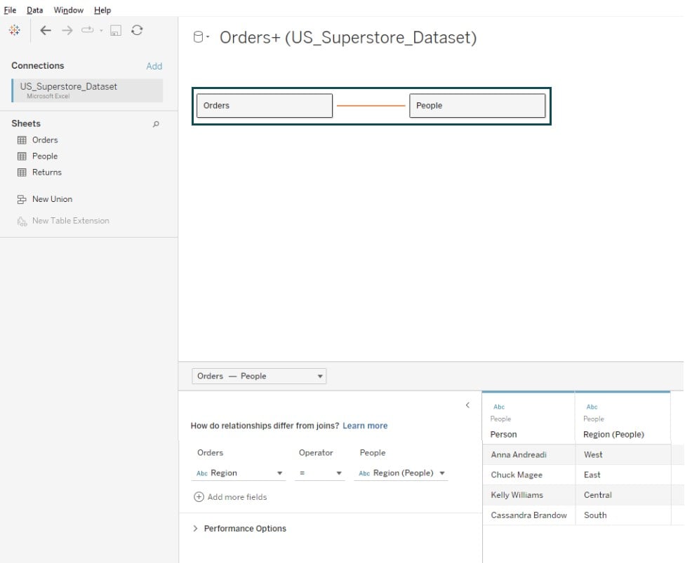 Tableau Relationship - Create - Step 4