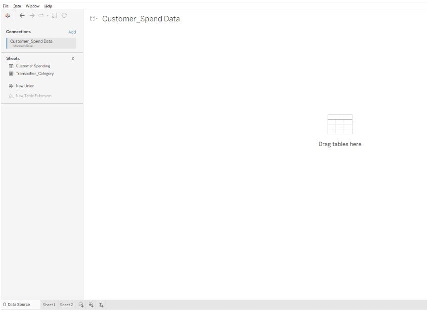 Tableau Relationship - Example 1 - Step 1