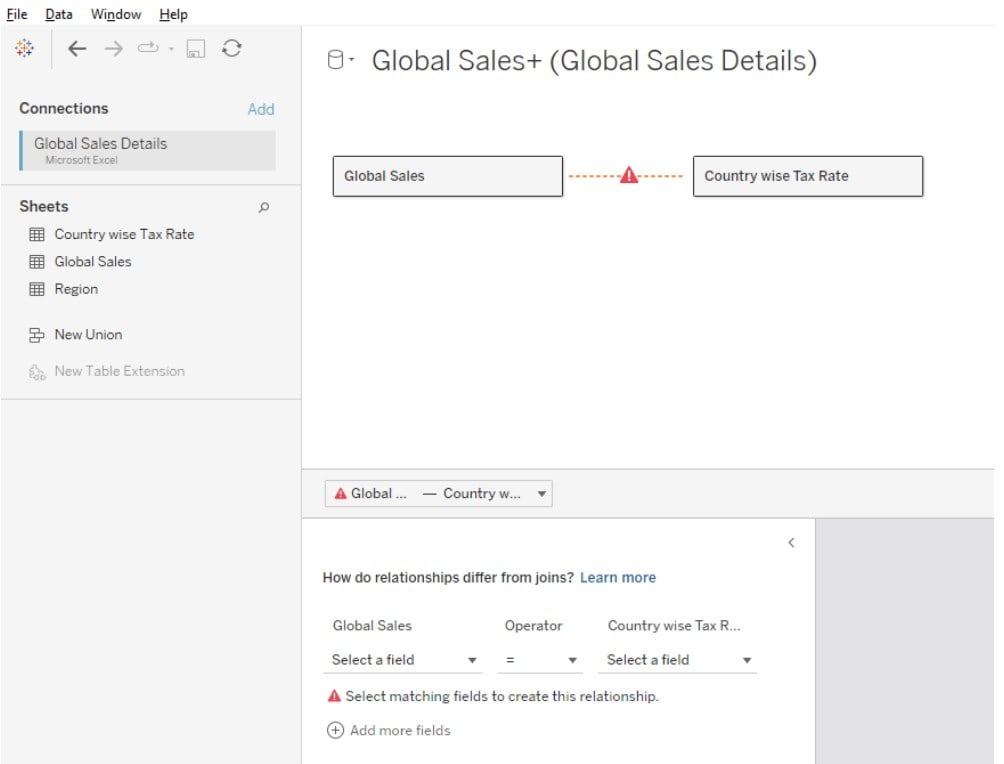 Tableau Relationship - Example 3 - Step 3