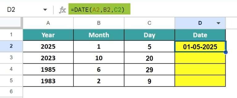 DATE Function In Google Sheets - Examples, Formula, How to Use