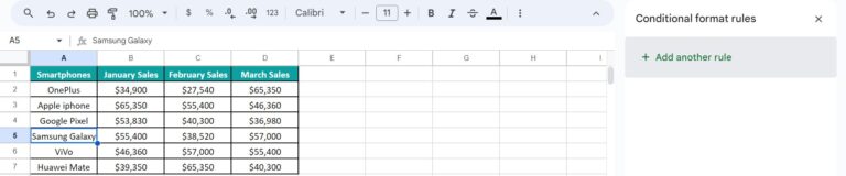 Conditional Formatting Based On Another Cell In Google Sheets