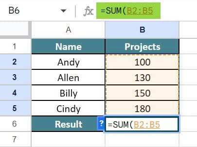MATH Functions In Google Sheets - Type 2 - Step 2 - Formula
