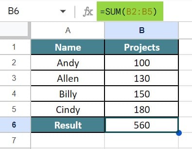 MATH Functions In Google Sheets - Type 2 - Step 3