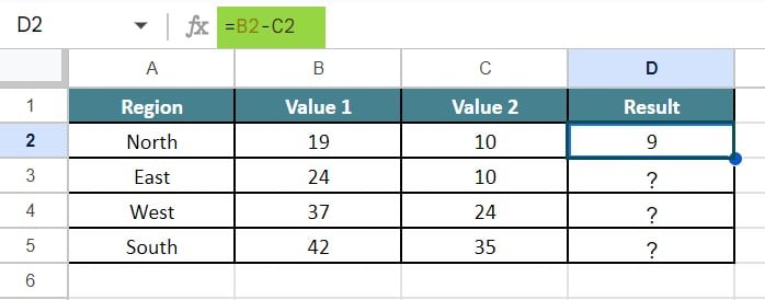 MATH Functions In Google Sheets - Type 3 - Step 3