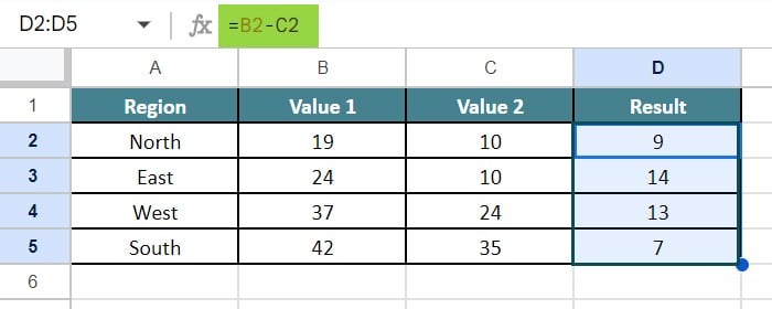 MATH Functions In Google Sheets - Type 3 - Step 4