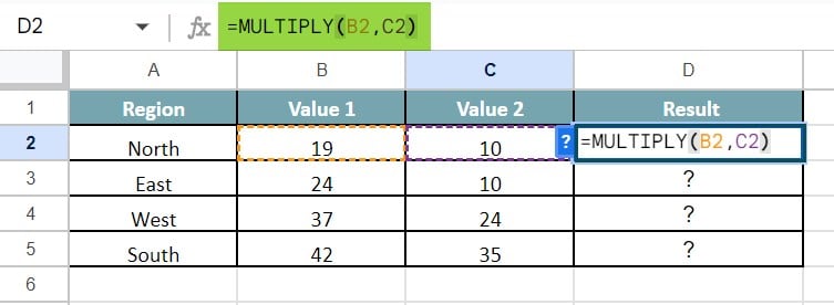 MATH Functions In Google Sheets - Type 4 - Step 2 - Formula