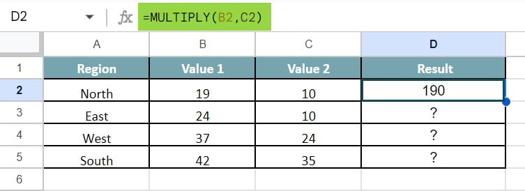MATH Functions In Google Sheets - Type 4 - Step 3
