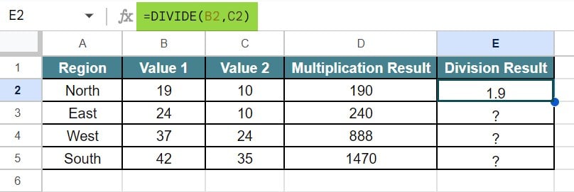 MATH Functions In Google Sheets - Type 5 - Step 3