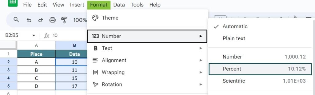MATH Functions In Google Sheets - Type 7 - Step 2