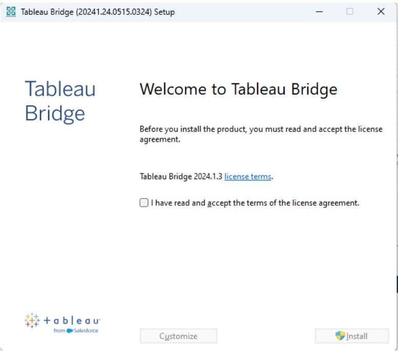 Tableau Bridge - Install - Bridge - Step 3