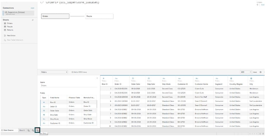 Tableau Storyline - Step 1