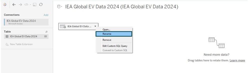 Custom SQL in Tableau - Example 1 - Step 5