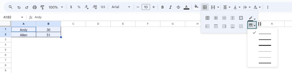 Border In Google Sheets - Examples, How To Create and Add?
