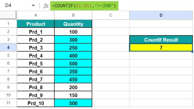 "Greater Than Or Equal To" (>=) In Google Sheets - How To Use?