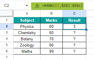 RANK Formula With Arrays Example 1-3
