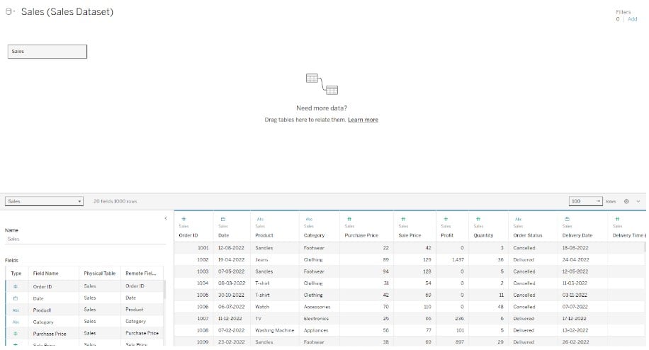Tableau Chart Types - Bullet Graph - Step 1
