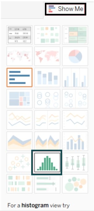 Tableau Chart Types - Histogram - Step 3