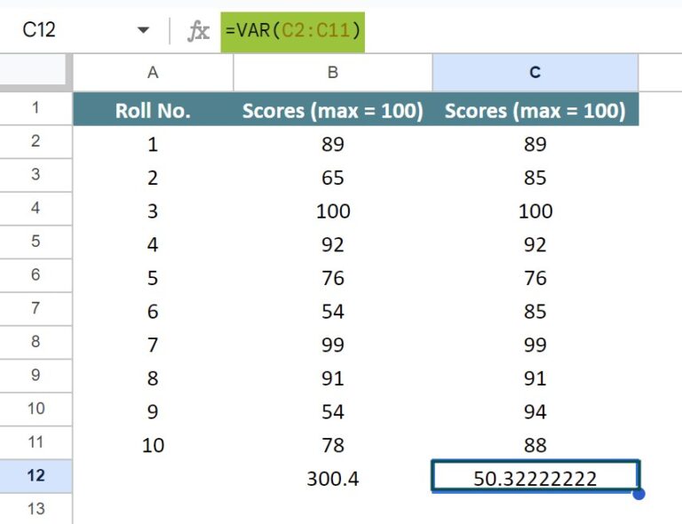Onsides Example Var VAR in Google Sheets - Definition, Examples, How to Use?