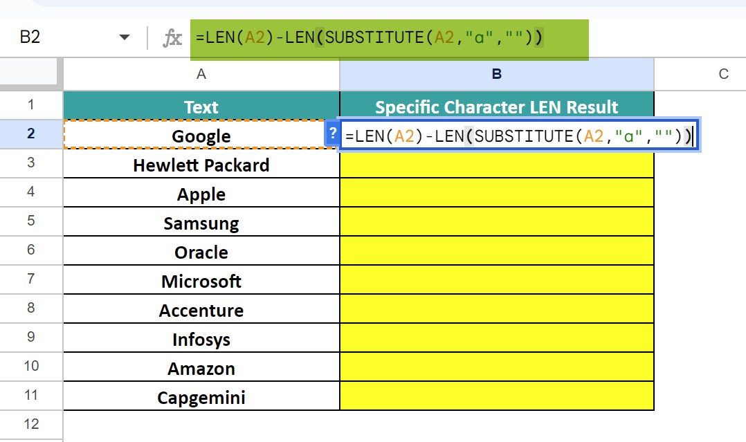 Lin Function LEN Function In Google Sheets - Definition, Syntax, How to Use?