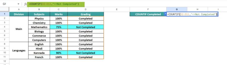 COUNTIF Not Blank In Google Sheets - Syntax, How to Use?