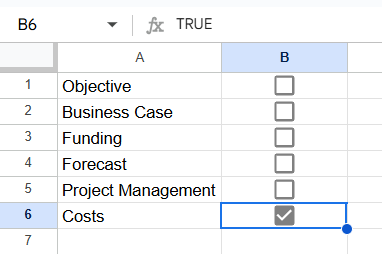 Create Checklist in Google Sheets - Example 1 - Step 3