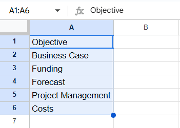 Create Checklist in Google Sheets - Example 1