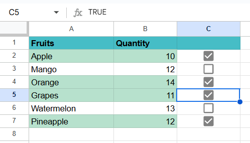 Create Checklist in Google Sheets - Example 3 - Step 3