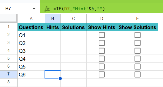 Create Checklist in Google Sheets - Example 4 - Step 4