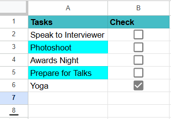How to Create Checklist in Google Sheets - Conditinal Formating save for results