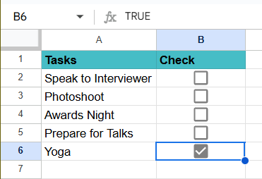 How to Create Checklist in Google Sheets - Step 4
