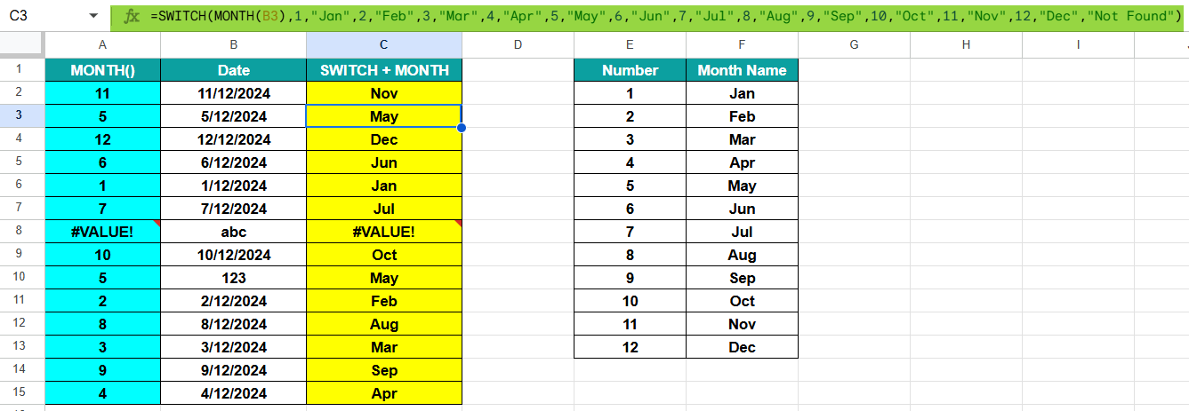 SWITCH Google Sheets Function - Syntax, Examples, How to Use