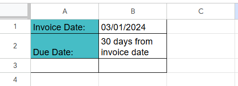EDATE in Google Sheets - Example 1 - Step 1