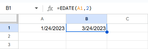 Manually Insert the EDATE function - Step 2