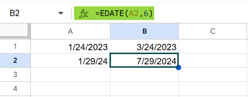 Manually Insert the EDATE function - Step 3