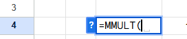 How to Use MMULT function in GS 1-1