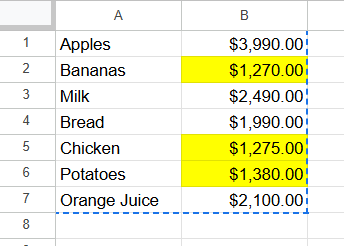 TRUE function in Google Sheets Example 2-4