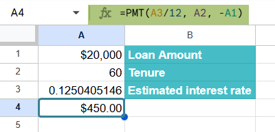 What-If Analysis in Google Sheets Example 1